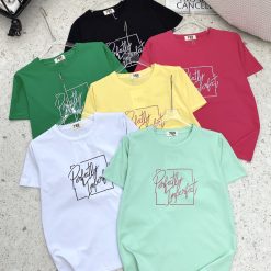 Áo thun thái nữ cổ tròn form suông in chữ Perfectly - AG1189