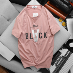 Giá sỉ áo thun nam cỏ tròn in chữ V chất cotton muối