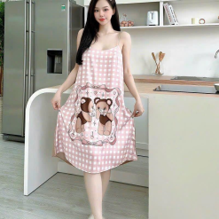 Đầm nữ 2 dây form suông họa tiết dễ thương - DBO2177