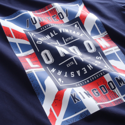 Áo Thun Nam Cổ Tròn Rurumen London Màu Xanh Đen Big Size - AB432