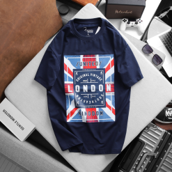 Áo Thun Nam Cổ Tròn Rurumen London Màu Xanh Đen Big Size - AB432