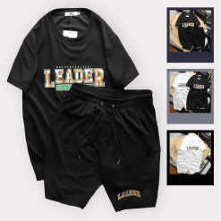 Set Bộ Nam Quần Short Áo Cổ Tròn In Chữ Leader - SBN057