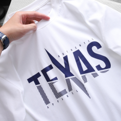 Áo Thun Nam Cổ Tròn Rurumen Màu Trắng In chữ Texas Big Size - AB435