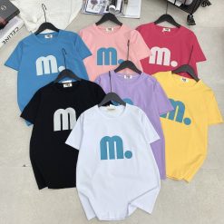 Áo thun thái nữ cổ tròn form suông in chữ M - AG1213