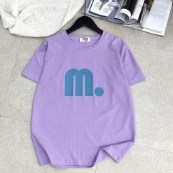 Áo thun thái nữ cổ tròn form suông in chữ M - AG1213