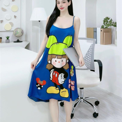 Đầm nữ dây form suông họa tiết cute - DBO2421