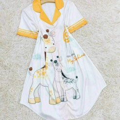 Đầm nữ form suông cổ bẻ họa tiết mặc nhà - DBO2449