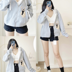 Áo Khoác Nữ Len Xốp Thêu Hình Gấu - KG291