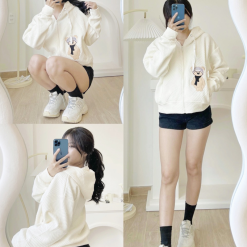 Áo Khoác Nữ Len Xốp Thêu Hình Gấu - KG291