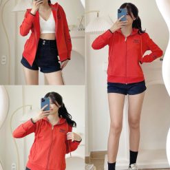 Áo Khoác Thun Nữ Có Nón Thêu Logo Chữ - KG293