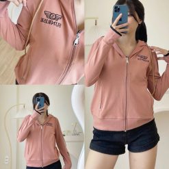 Giá sỉ áo Khoác Thun Nữ Có Nón Thêu Logo Chữ