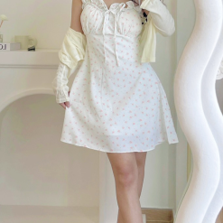 Đầm hai dây hoa nhí cúp ngực kèm áo khoác - VD5820