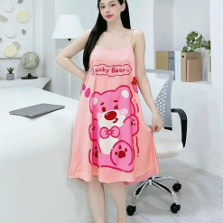 Đầm form suông 2 dây họa tiết dễ thương mặc nhà - DBO2537