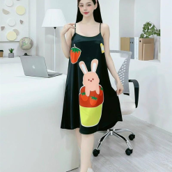 Đầm form suông 2 dây họa tiết dễ thương mặc nhà - DBO2537