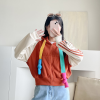 Áo khoác nữ lửng viền sọc phối dây màu cầu vòng bản to - KG294