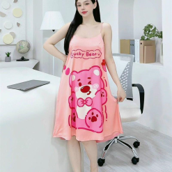 Đầm 2 dây form suông họa tiết mặc nhà siêu mát - DBO2628