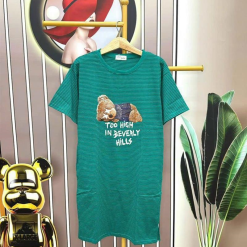 Đầm nữ form suông tay ngắn sọc ngang cổ tròn - DBO2639