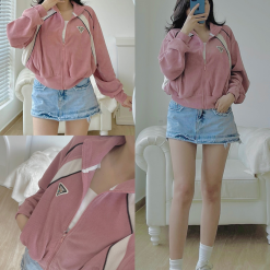 Áo khoác nữ dáng lửng phối logo thời trang - KG299