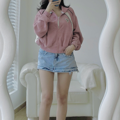 Áo khoác nữ dáng lửng phối logo thời trang - KG299