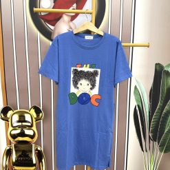 Đầm suông áo tay ngắn cổ tròn in hình - DBO2691