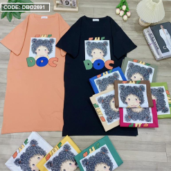 Đầm suông áo tay ngắn cổ tròn in hình - DBO2691