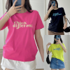 Áo thun thái nữ cổ tròn form suông in chữ Think Different - AG1215