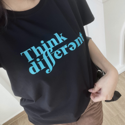 Áo thun thái nữ cổ tròn form suông in chữ Think Different - AG1215