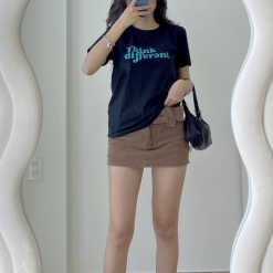 Áo thun thái nữ cổ tròn form suông in chữ Think Different - AG1215