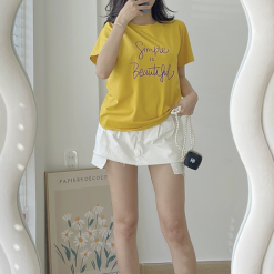 Áo Thun Thái Nữ Cổ Tròn Form suông in chữ Simple Beautyful Nhiều Màu - AG1220