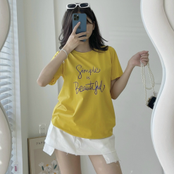 Áo Thun Thái Nữ Cổ Tròn Form suông in chữ Simple Beautyful Nhiều Màu - AG1220