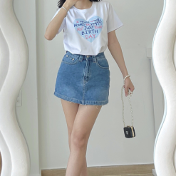 Áo Thun Thái Nữ Cổ Tròn Form suông Trái Tim Chữ Nhiều Màu - AG1221