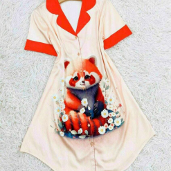 Đầm suông tay ngắn cổ bẻ hoạ tiết - DBO2814