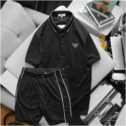 Giá sỉ set Bộ Nam Quần Short Áo Cổ Bẻ Phối Tag