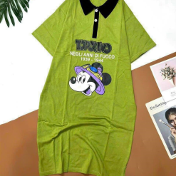 Đầm nữ form suông tay ngắn cổ bẻ in hình - DBO2969