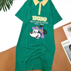 Đầm nữ form suông tay ngắn cổ bẻ in hình - DBO2969