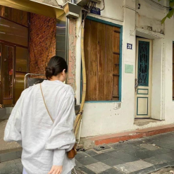 Sét sơ mi cổ v xám tay phồng short - VD5825