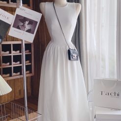 Đầm midi trắng khoét lưng tim - VD5832