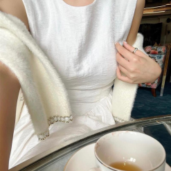 Đầm midi trắng khoét lưng tim - VD5832