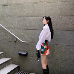 Sét chân váy dạ sơ mi thêu - VD5835