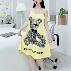 Đầm 2 dây form suông hoạ tiết mặc nhà siêu mát - DBO3018