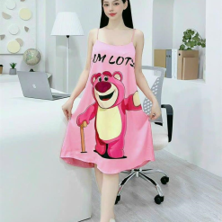 Đầm 2 dây form suông hoạ tiết mặc nhà siêu mát - DBO3018