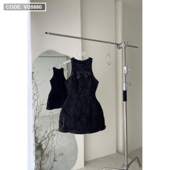 Đầm ren phối nơ xếp chân váy - VD5880