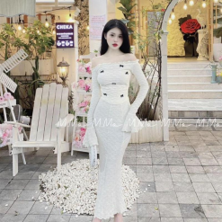 Sét đuôi cá bẹt vai đính nơ - VD5886