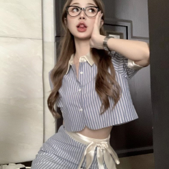 Sét kẻ xanh phối dây - VD5889