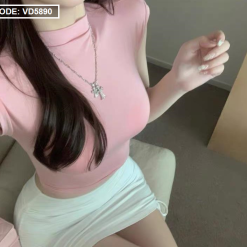 Sét chân váy body rút dây áo crop - VD5890