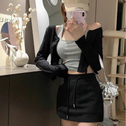 Sét body 3 món áo khoắc + áo dây + chân váy ôm - VD5893