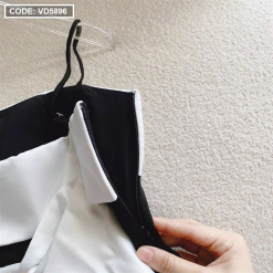 Đầm 2 dây đen phối nơ trắng lưng - VD5896