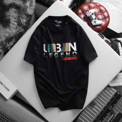 Áo Thun Nam Cổ Tròn Rurumen Màu Đen In Chữ Urban Big Size - AB441