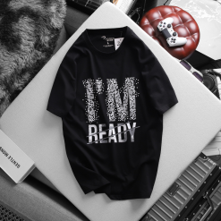 Áo Thun Nam Cổ Tròn Rurumen Màu Đen In Chữ Im Ready Big Size - AB444