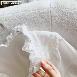 Đầm bbd trắng cổ bèo tay bí - VD5898